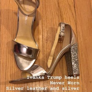 Ivanka Trump metallic silver glitter heels